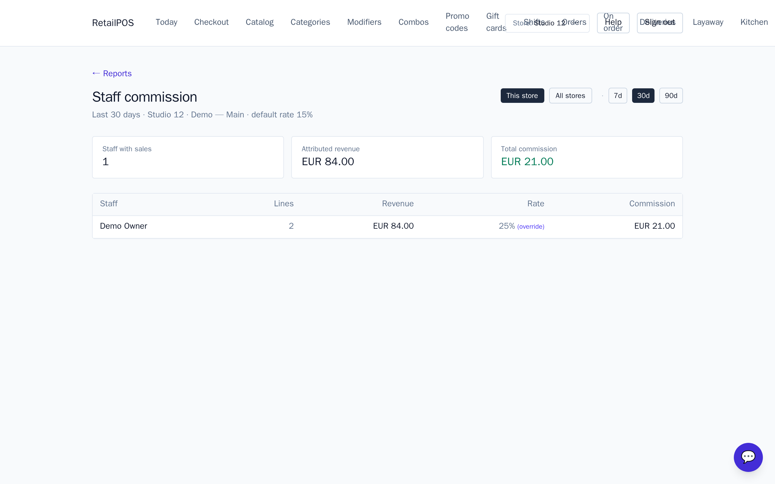 Setting a per-stylist commission override on the Users page